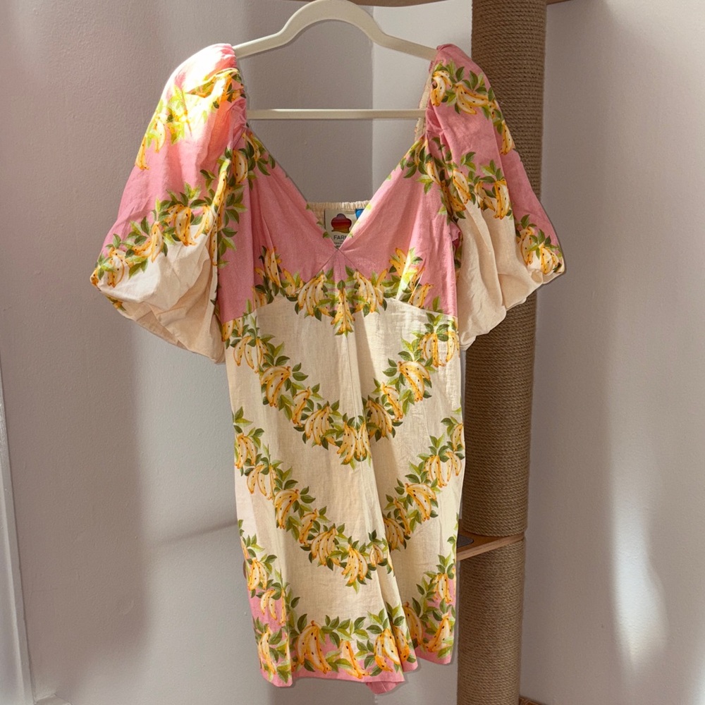 Farm Rio for Anthropologie Short Romper - Tropical Print / S / Linen blend